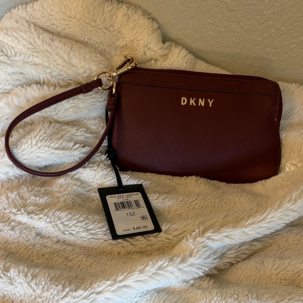 DKNY Maroon Wristlet Clutch